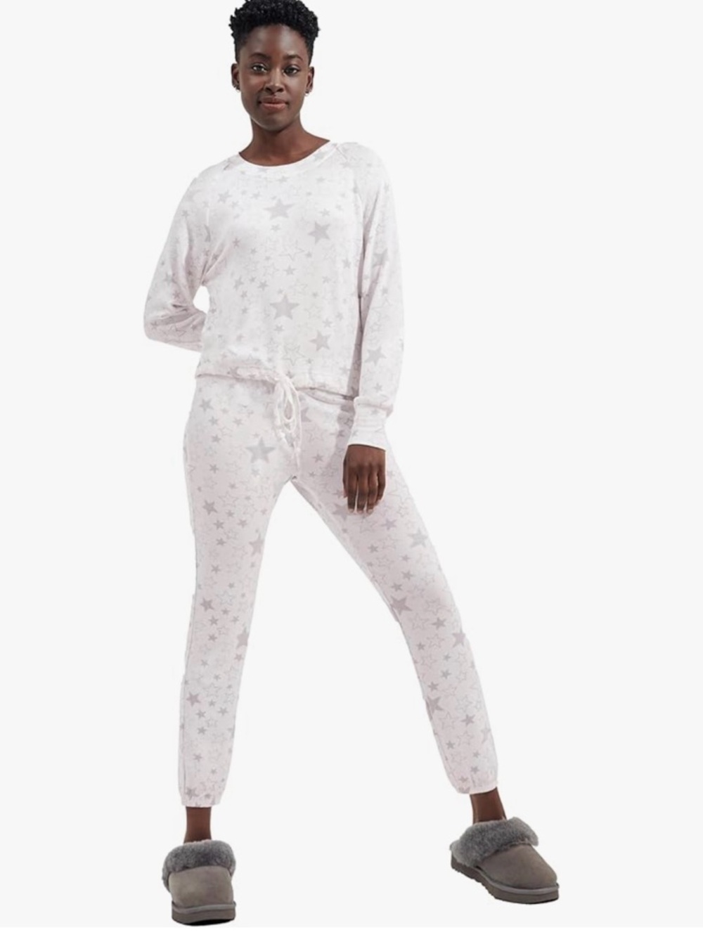 UGG Gable Set Ivory Star Pajamas Lounge Set M Soft Knit Jogger